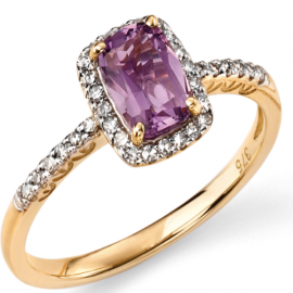 Amethyst and Diamond Gold Ring